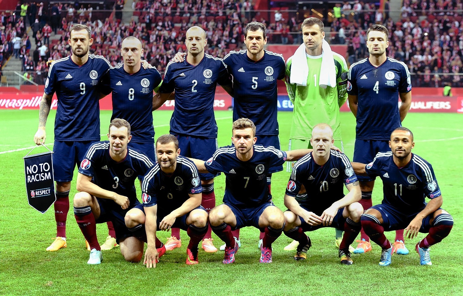 The Scotland team line up ahead of the match