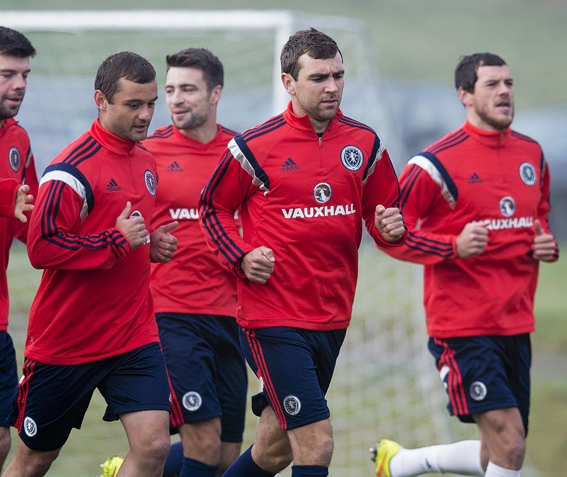 The Scotland squad training yesterday ahead of Saturday's match with Georgia