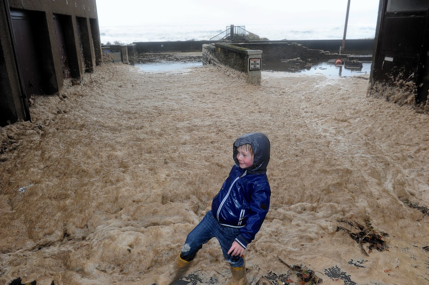 Stonehaven sea foam build-up on Tuesday. Picture by Kenny Elrick