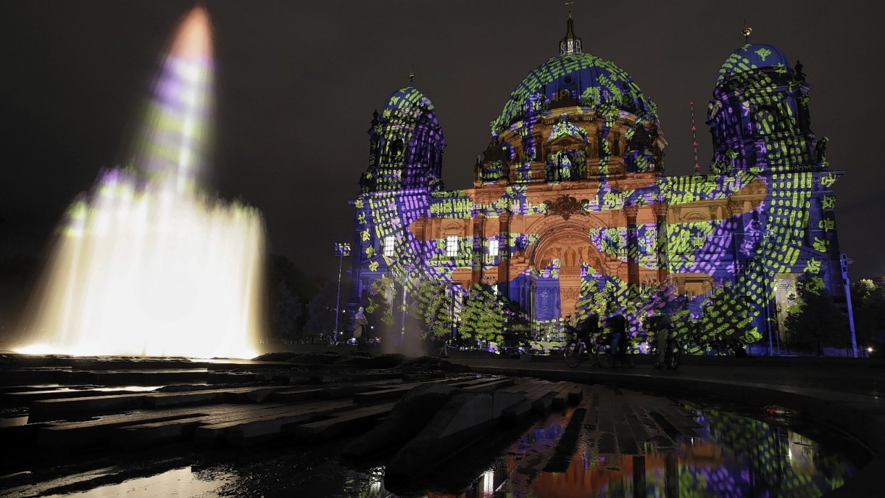 The Berlin Cathedra is illuminated on the eve of the official start of the 10th 'Festival of Lights' in Berlin, Germany