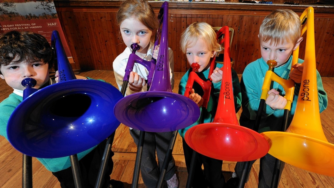 The Royal Scottish National Orchestra (RSNO) at Haddo House, held a music workshop to children from local primary schools as part of this year's Haddo Arts Festival. Photo by Kenny Elrick.