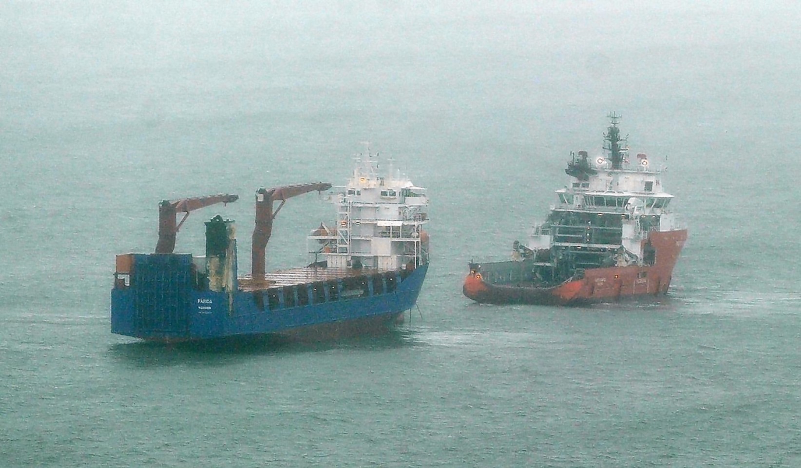 The Parida being towed to safety