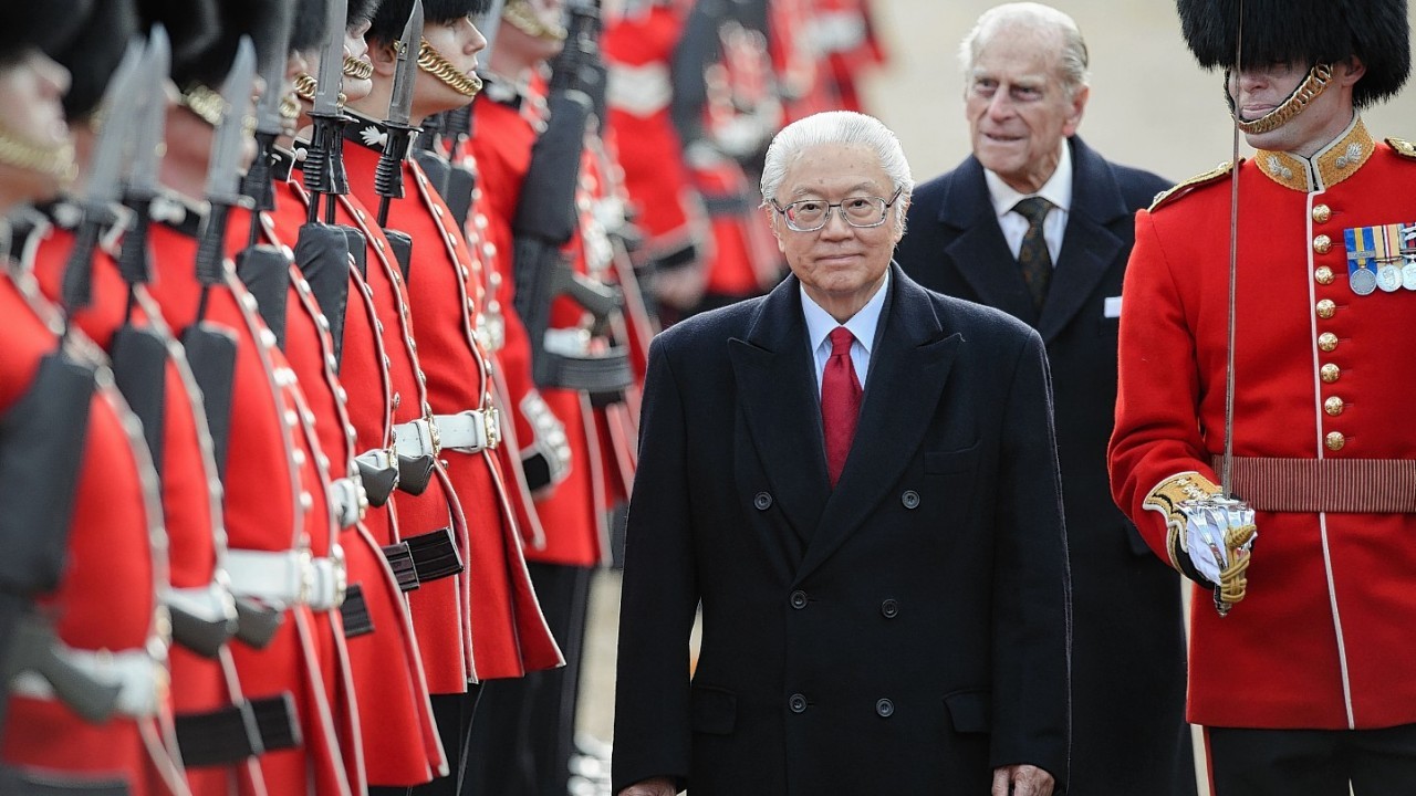 The ceremonial welcome  for the Singaporean president at the start of a state visit at Horse Guards Parade in London