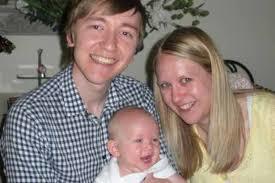 BP worker Sebastian John is pictured with his wife and baby son