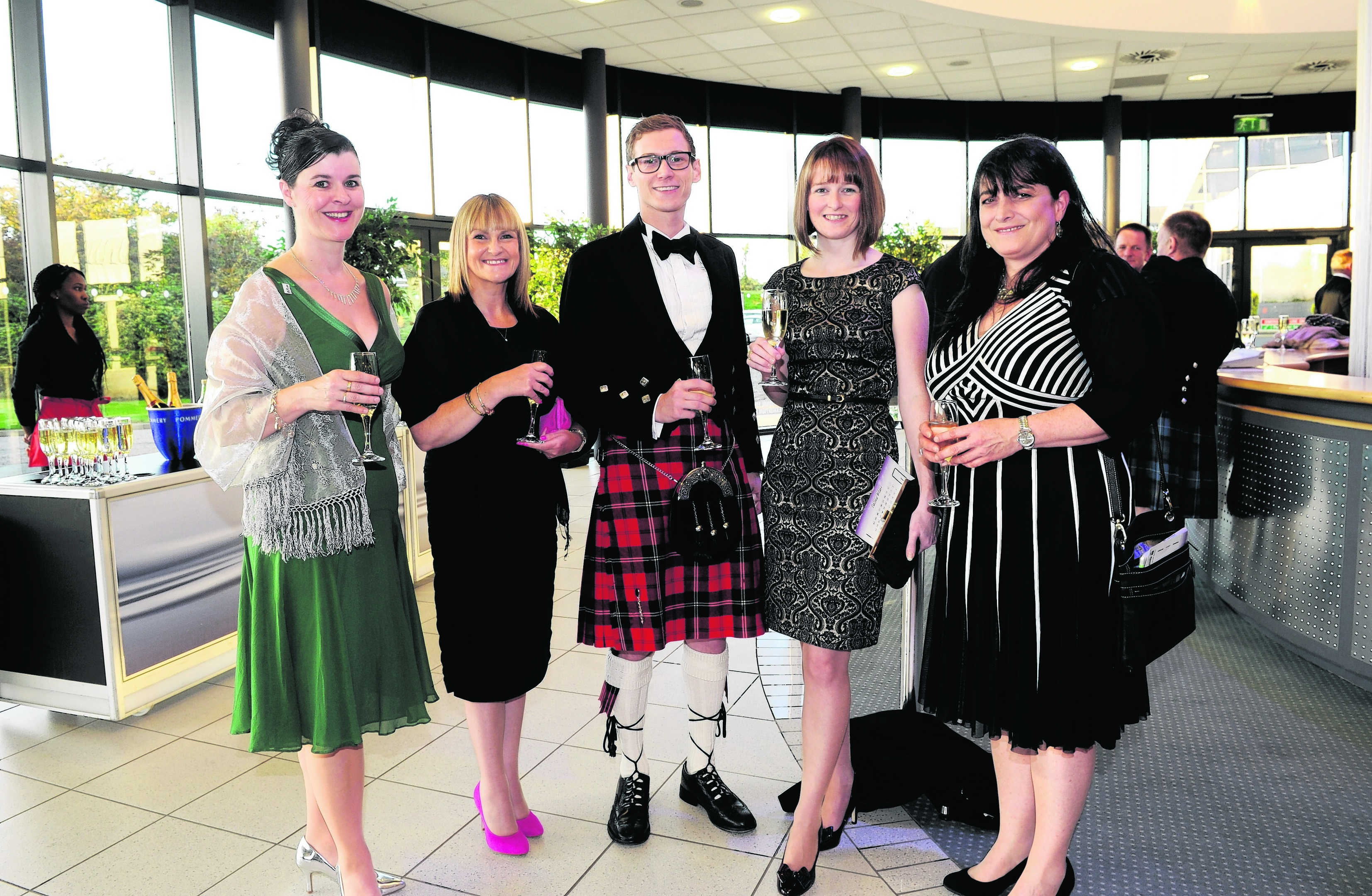 Aileen Stewart, Jackie Spence, Euan Grossett, Jennifer Mitchell and Isla Dewar attending the Northern Star Business Awards at AECC.