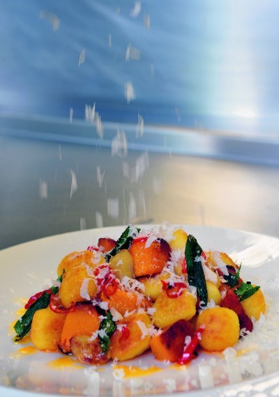 Pan-fried gnocchi with a butternut squash chilli