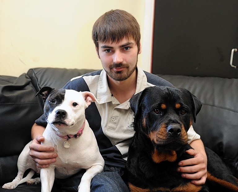 Andy Hindes with his dogs