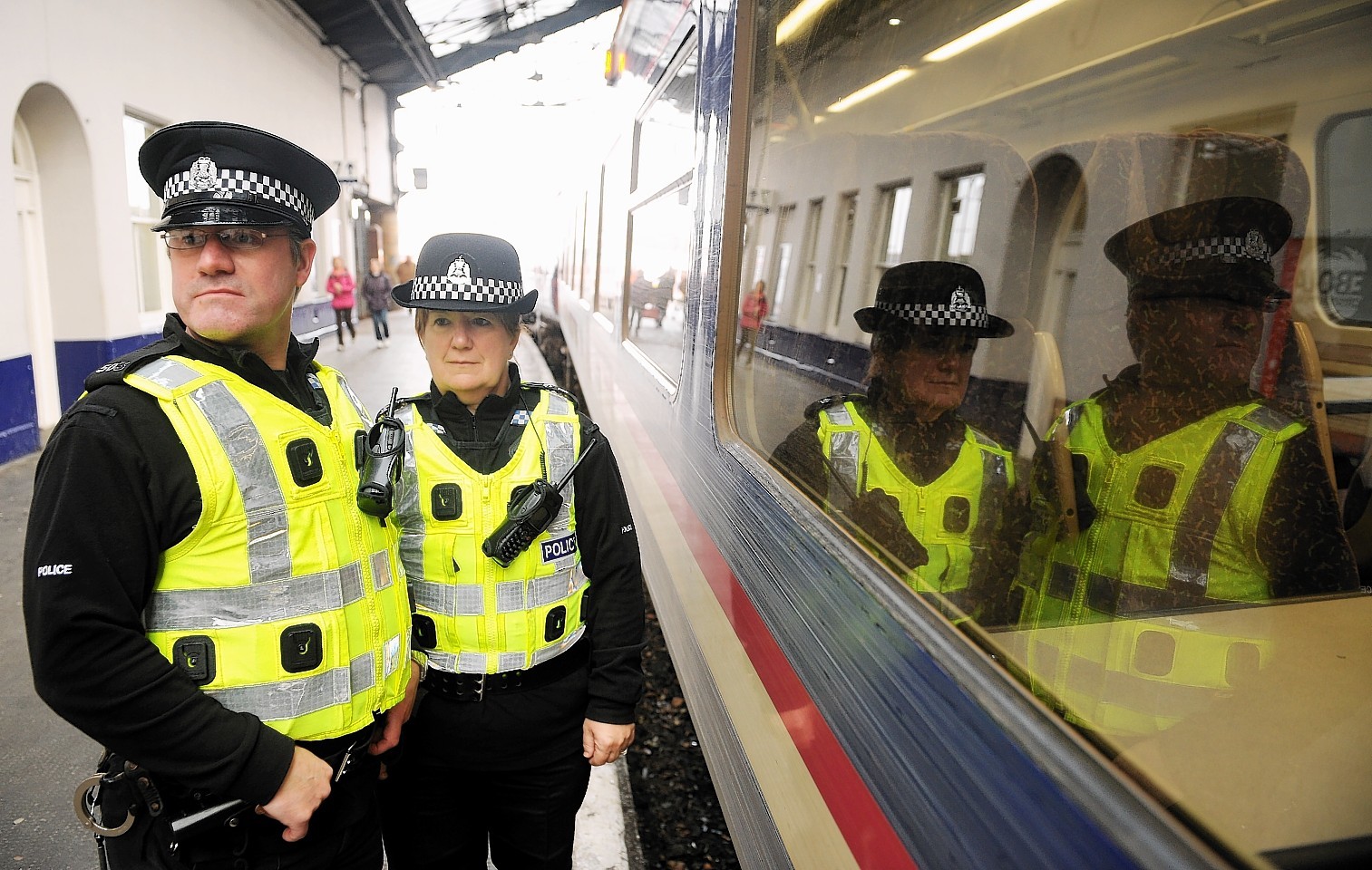 British Transport Police officers at Inverness Railway Station