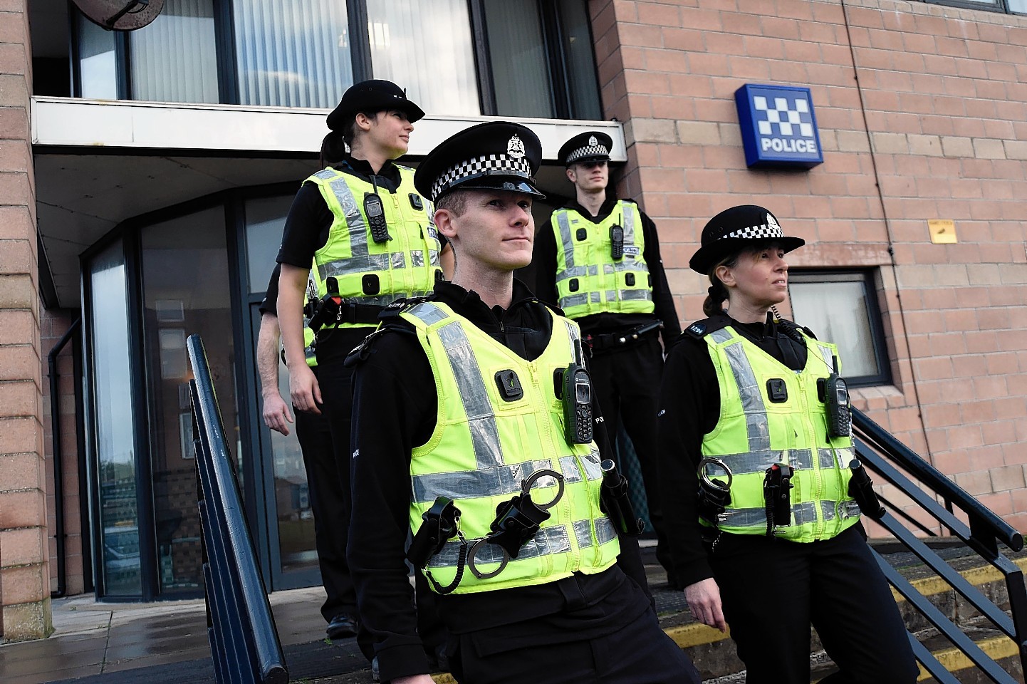 Officers at Fraserburgh Police Station taking part in the Domestic Abuse Day of Action