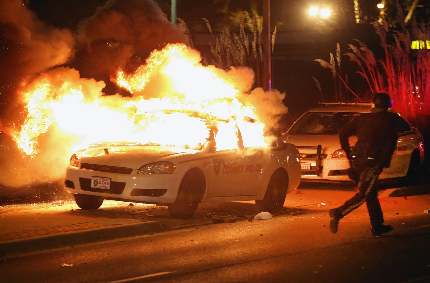 Cars have been set alight in Ferguson.