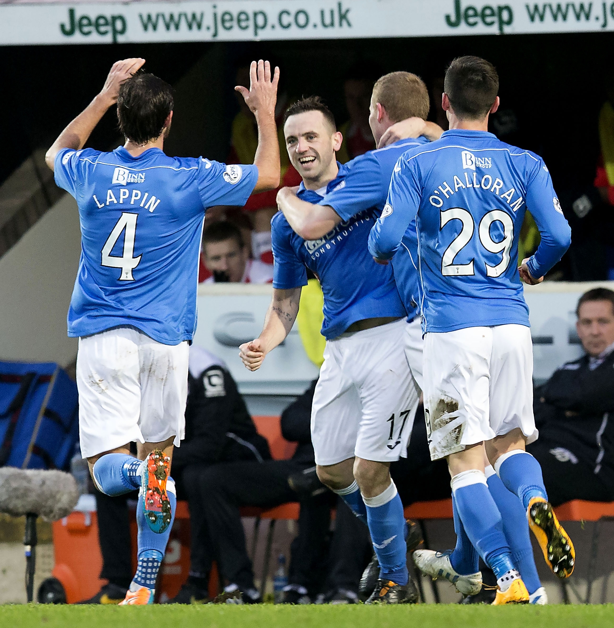 James McFadden celebrates the goal that turned out to be the winner.