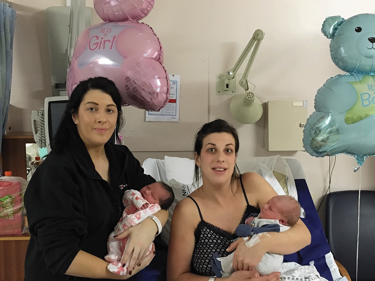Jennifer McRitchie with daughter Heidi, and Amy Muir with baby Ritchie