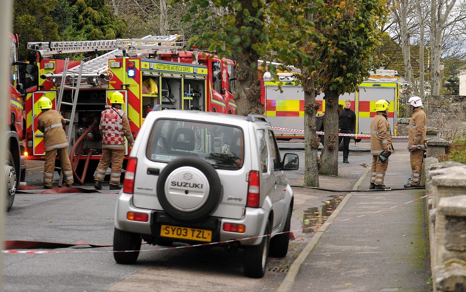 Fire crews attend the incident on Chattan Drive in Nairn