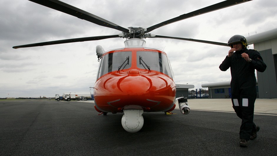 A helicopter was deployed in the Coastguard operation to find a missing trawler crew