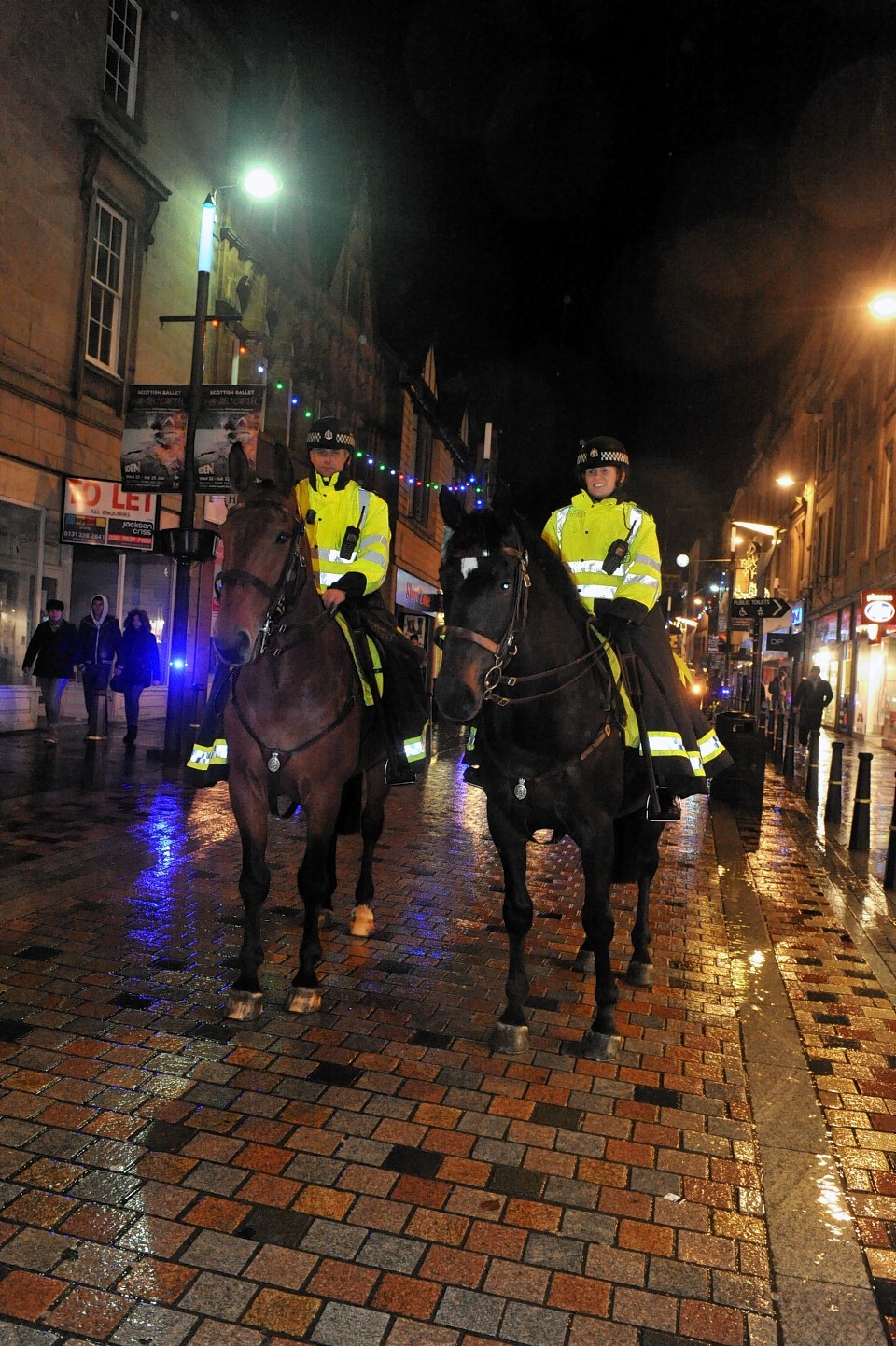 Police horses in Inverness city centre last year