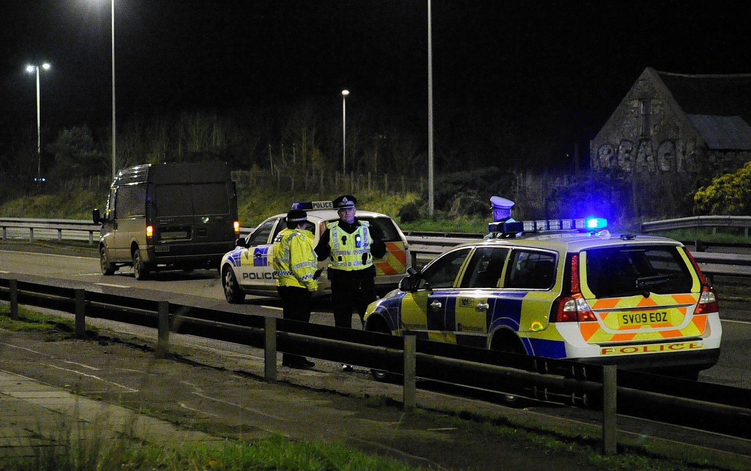 Police at the scene of the Newtonhill accident