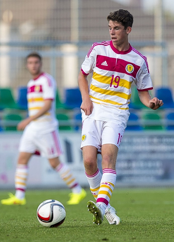 Ryan Christie representing Scotland under-21s.