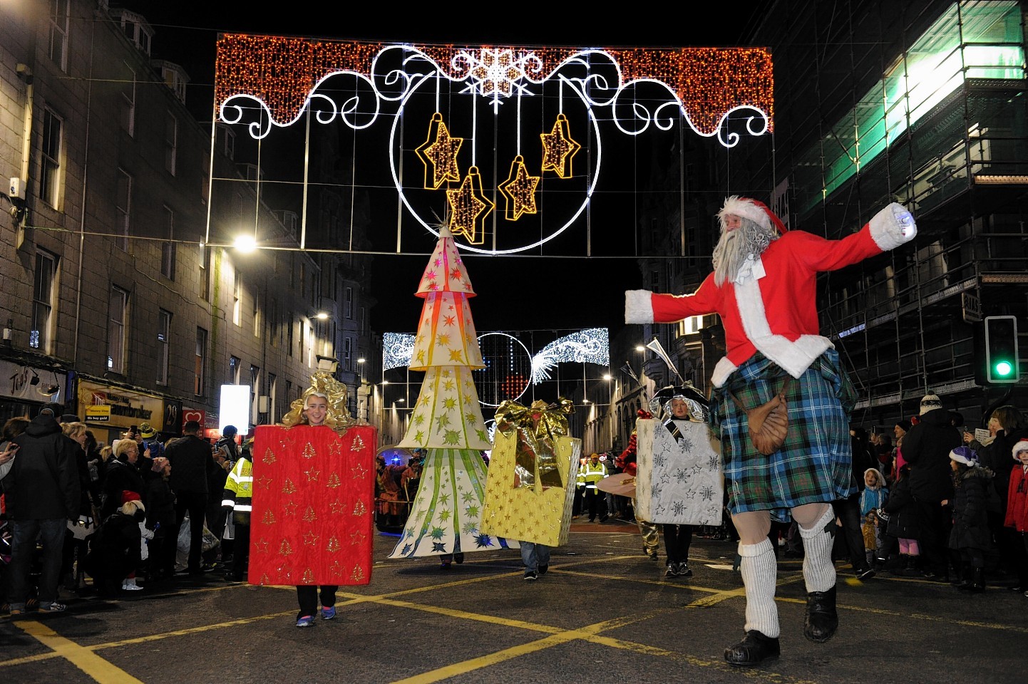 Santa pulled on his kilt for the evening. 