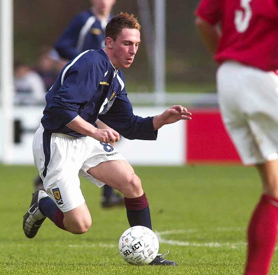 Scott Brown: The Celtic captained earned his first international call up when he was still at Hibs - here he is in 2004 playing for the under-21s against Denmark