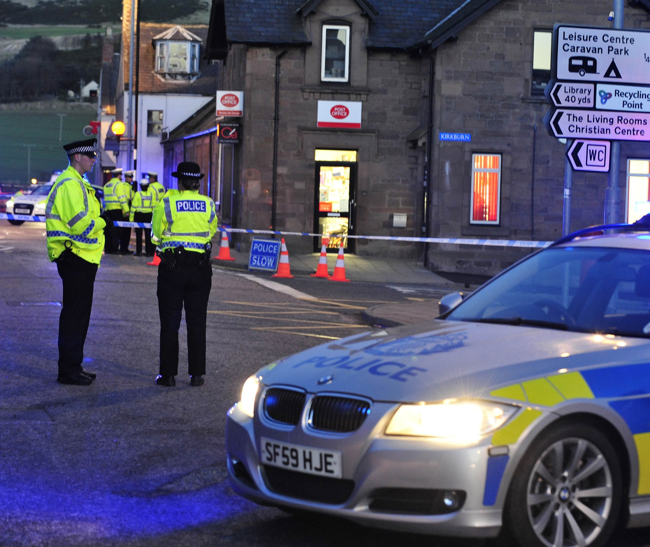 Emergency services at the scene in Inverbervie