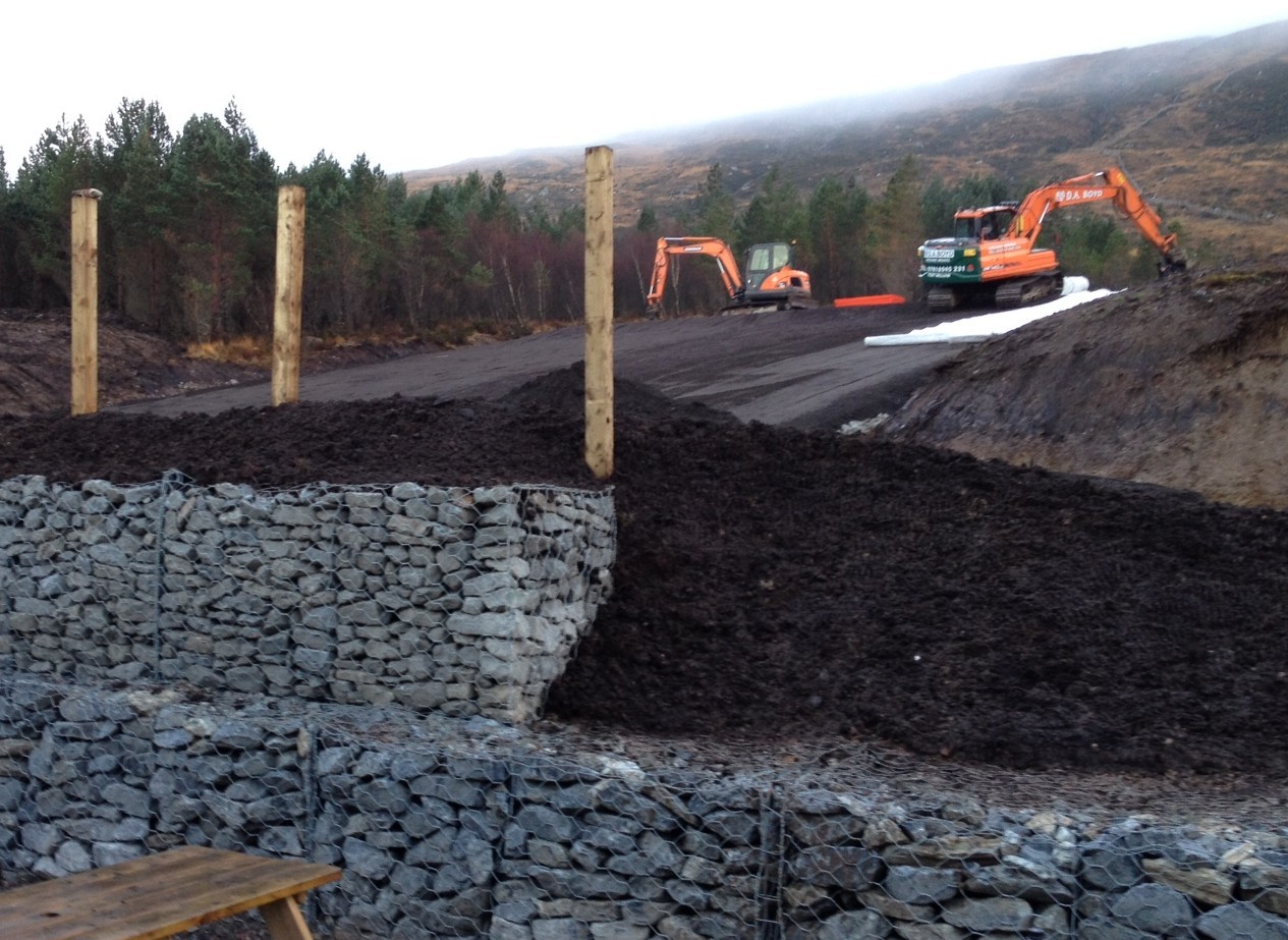 Work is underway on laying the matting on the dry ski slope at Glencoe Mountain Resort