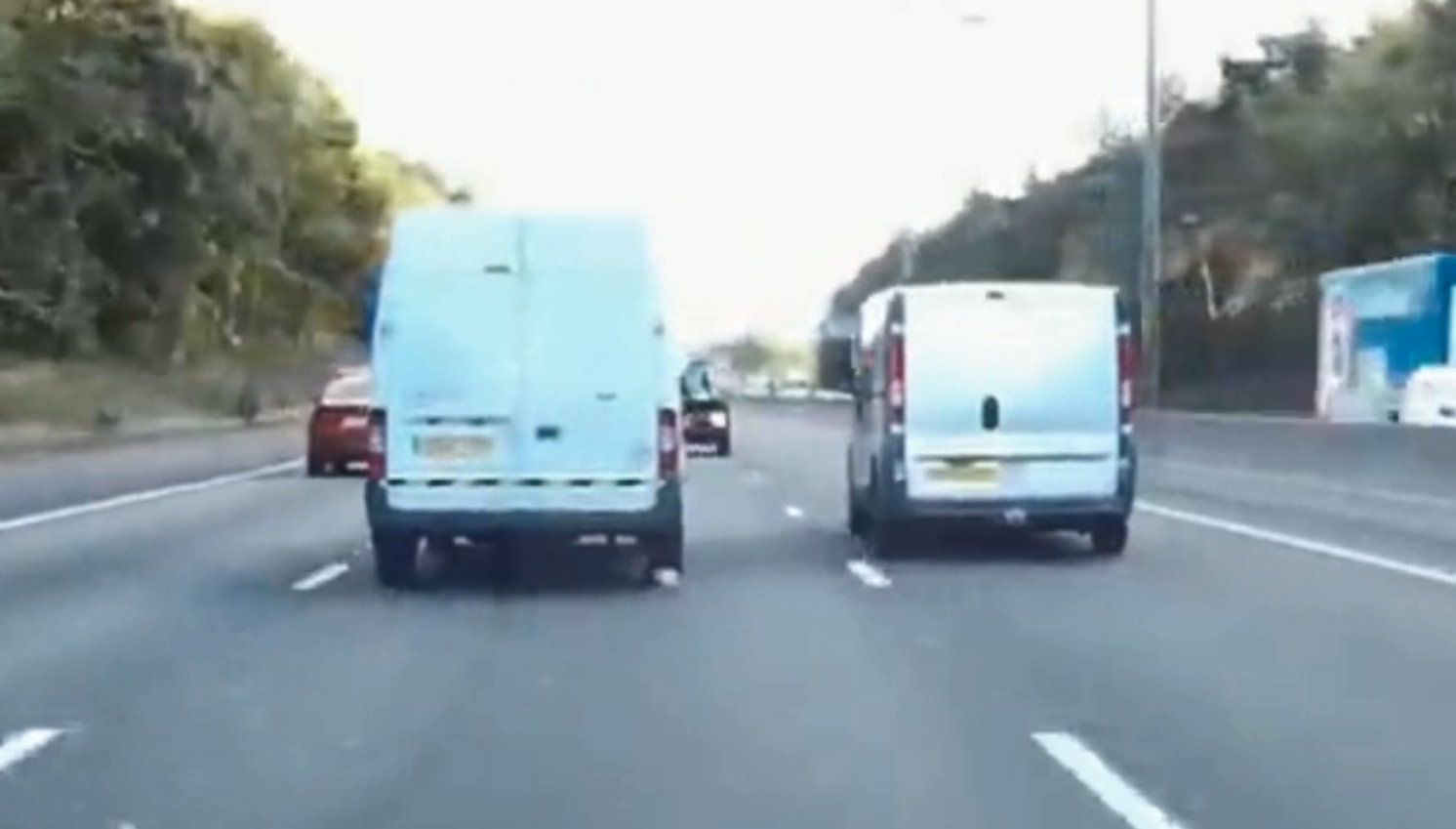 The vans almost crashed after what has been described as an 'irresponsible stunt'