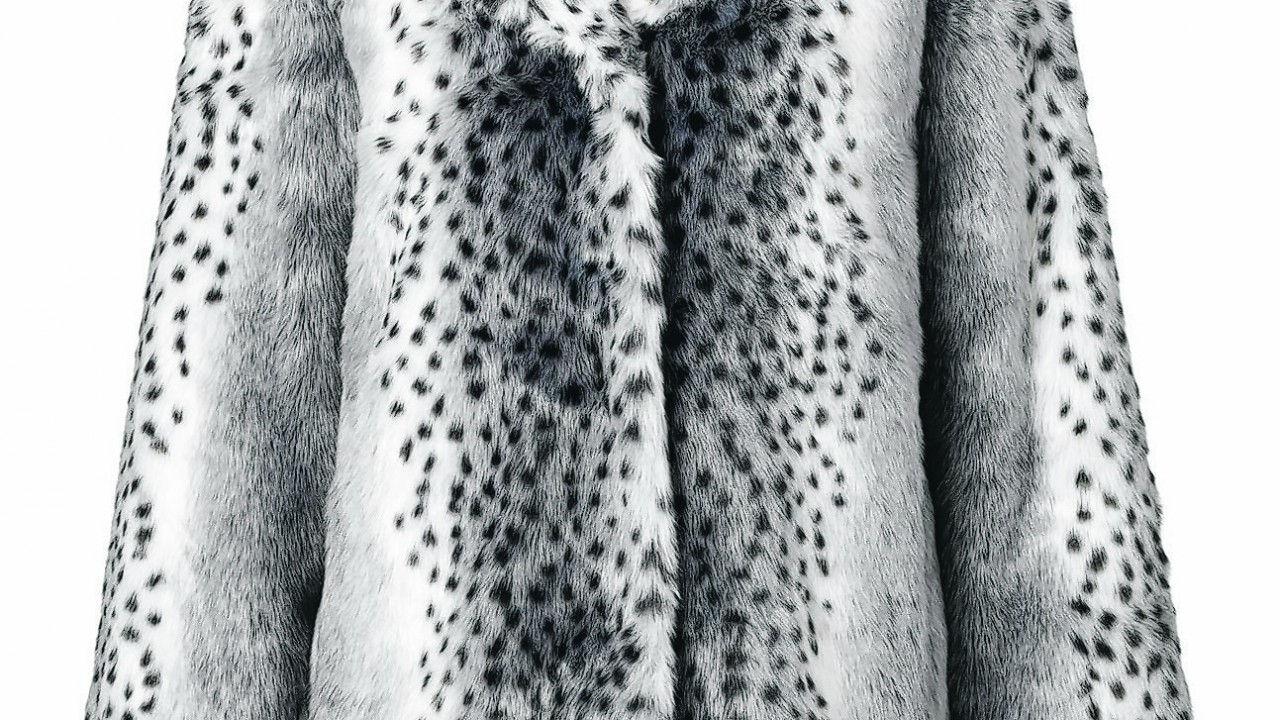 Dennis Basso Shawl Collar Dot Print faux Fur Coat, Qvcuk.com