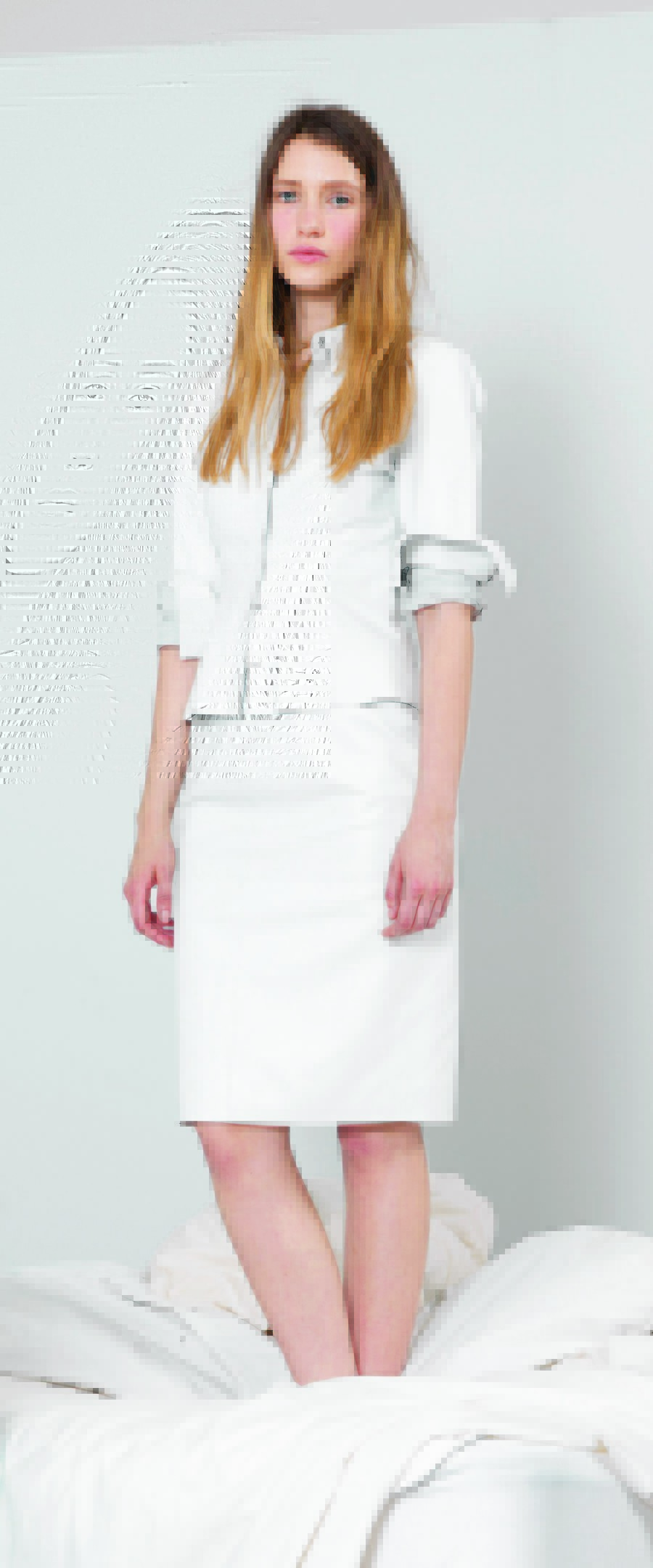 White Leather Shirt and Leather Pencil Skirt, both Marques Almeida X Topshop