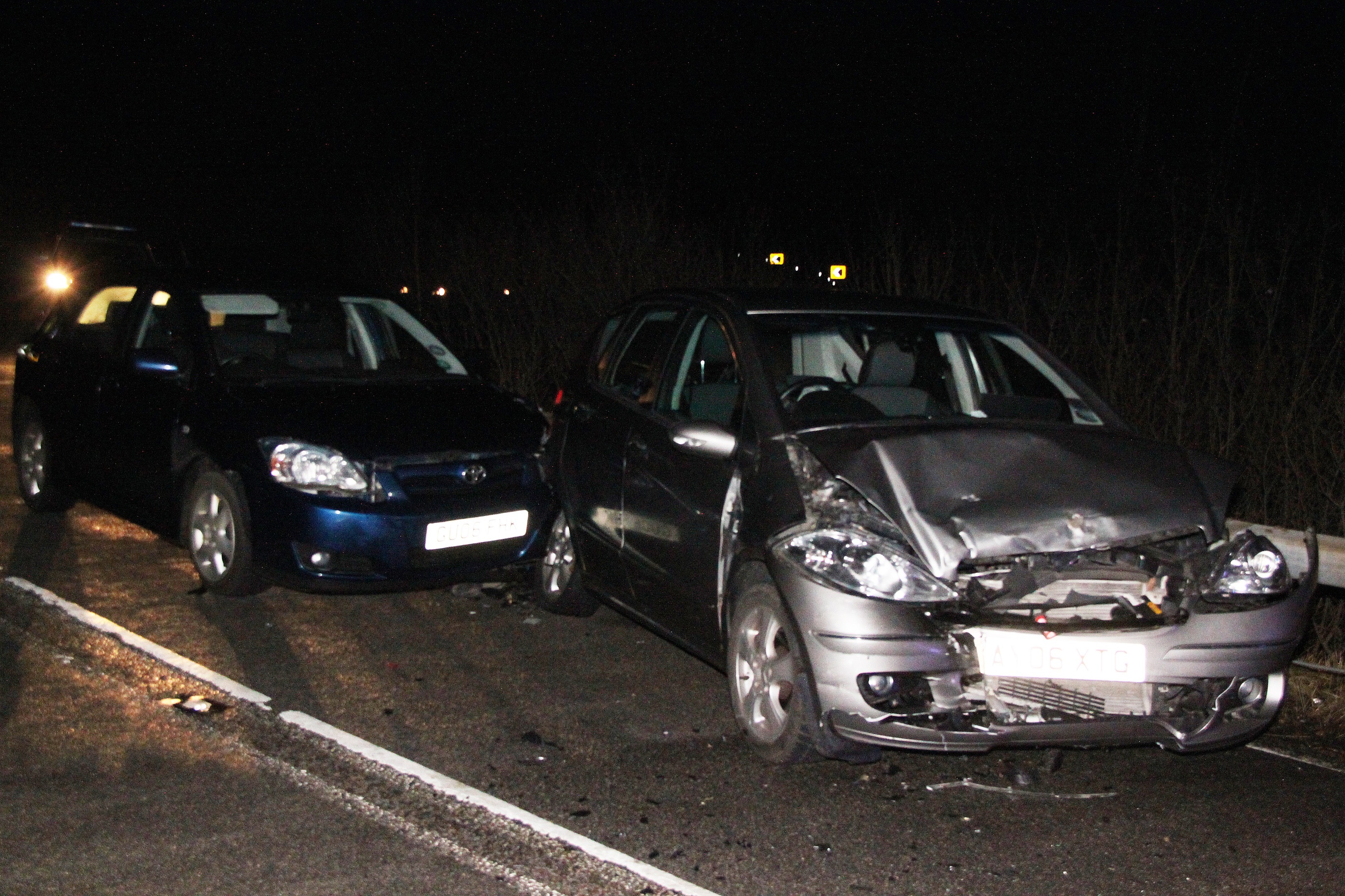 Two cars were involved in the accident but the drivers involved only sustained minor injuries