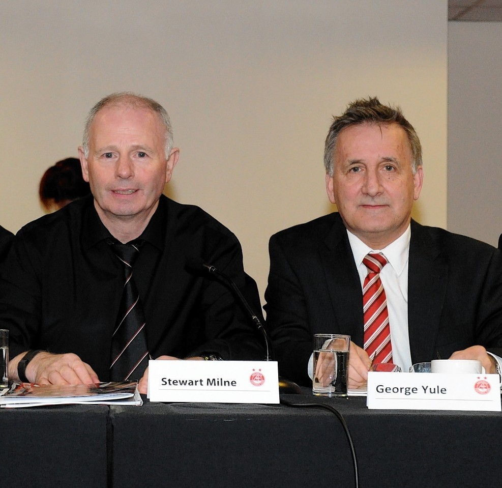 Stewart Milne (left) and George Yule , who is stepping down from his role of vice-chairman at the Dons