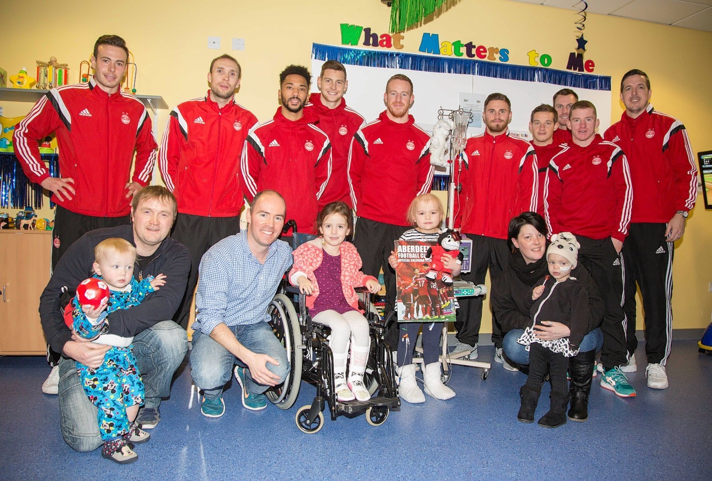 The Aberdeen squad met the children at Aberdeen's Royal Children's Hospital