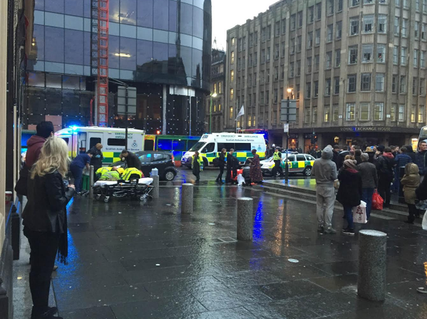 Emergency services at the scene in Glasgow