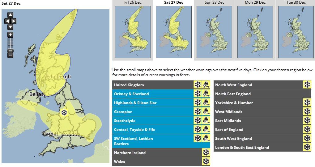 Met Office weather forecast warning