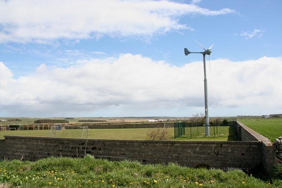Brenda Herrick claims the turbine at Castletown Primary School is too close to the playing field