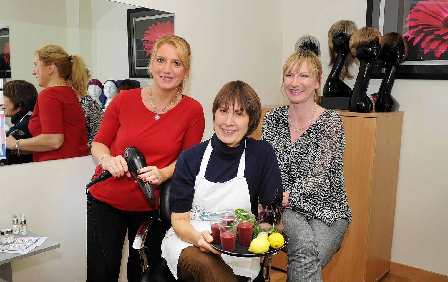 From left to right: Julie Sangster, hairdresser and wig specialist, Nutritionist Cathy Clark and  Service Manager Lucy Whiteman.