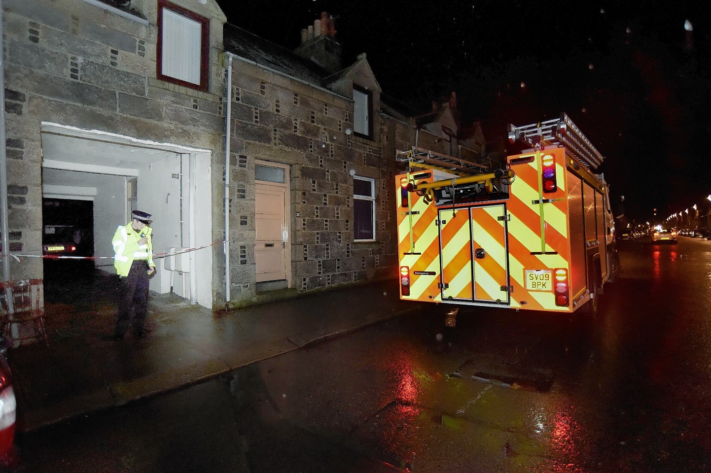 Fire crews attend the incident in Charlotte Street, Fraserburgh