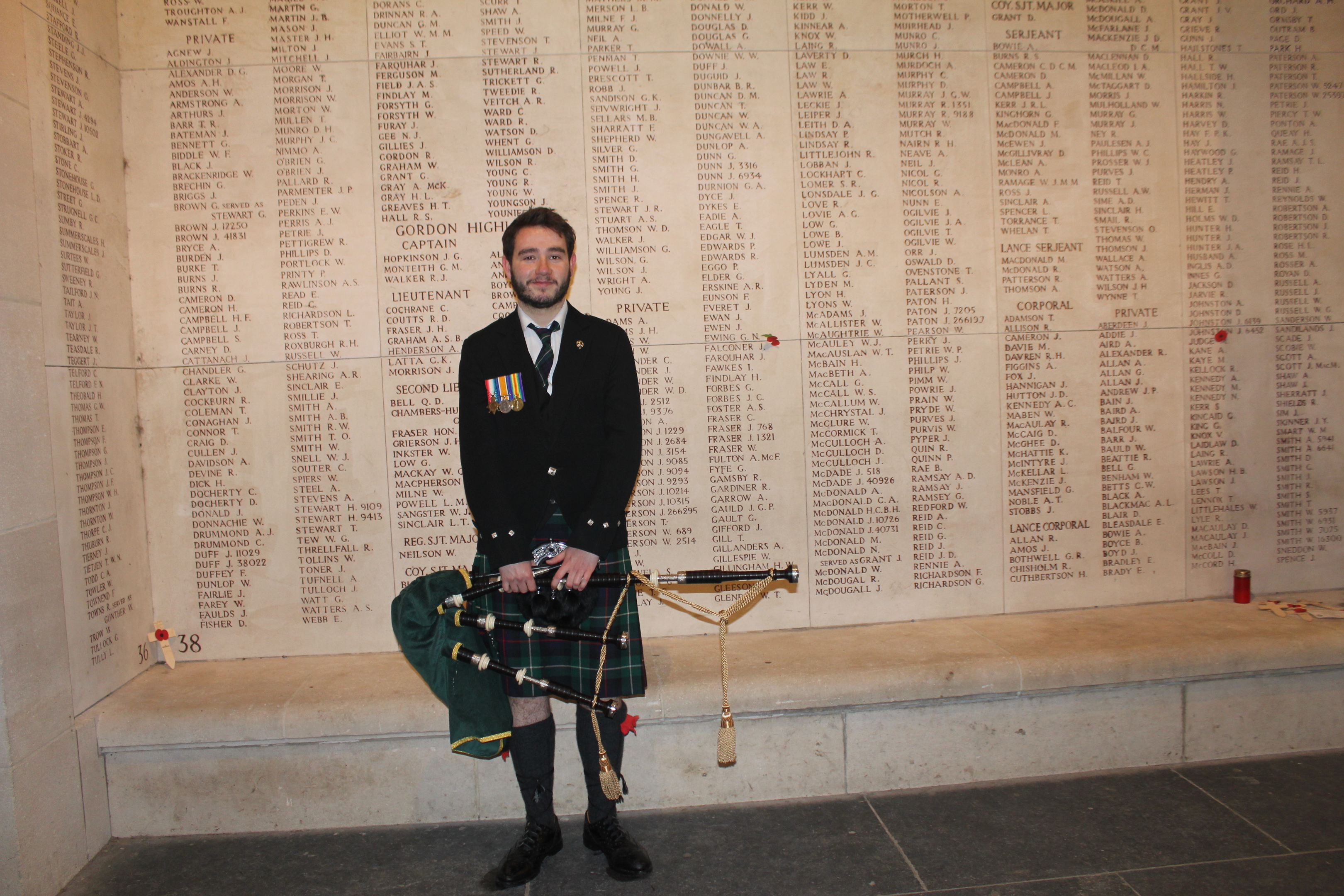 Euan Mackenzie at the Menin Gate memorial in Ypres