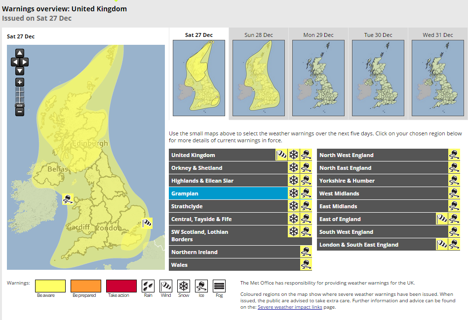 The Met Office warnings issued this morning