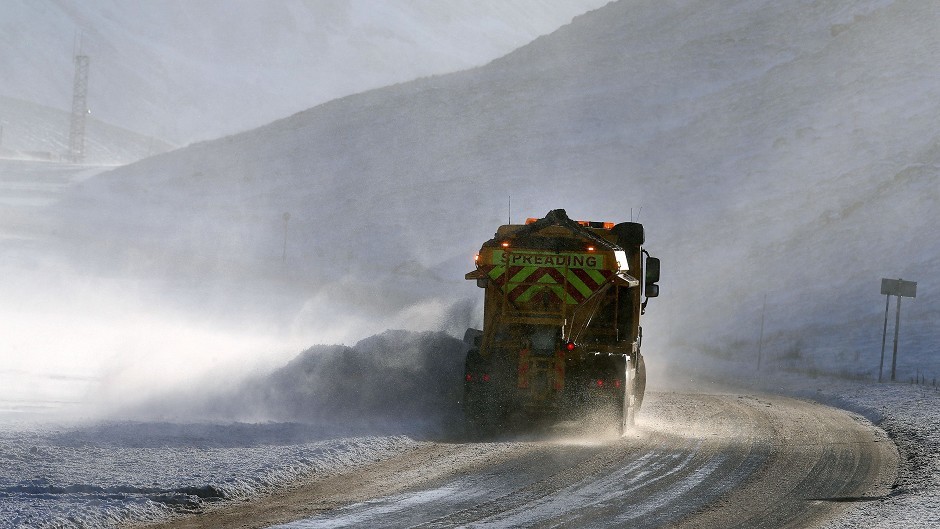 A gritter on the A93 near Glenshee