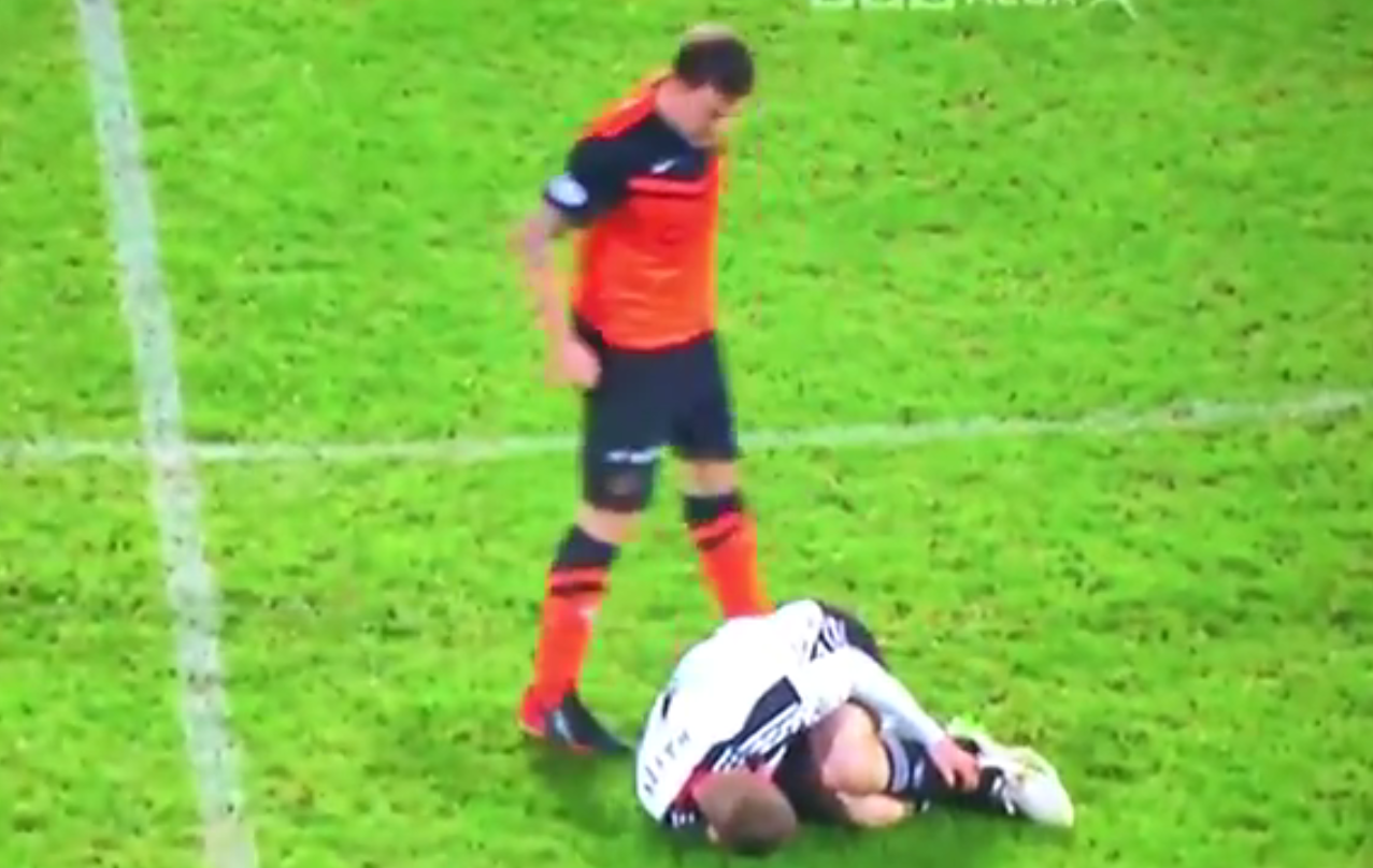 Paul Paton is alledged to have spat on Jonny Hayes  while the Aberdeen winger lay on the ground