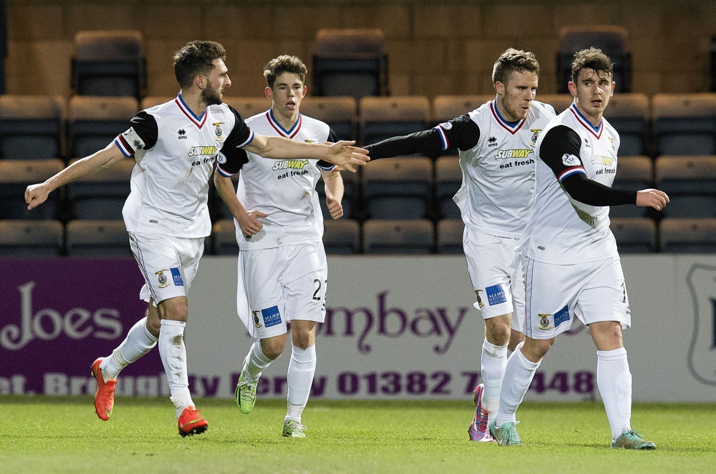 Caley Thistle celebrate Ryan Christie's late winner.