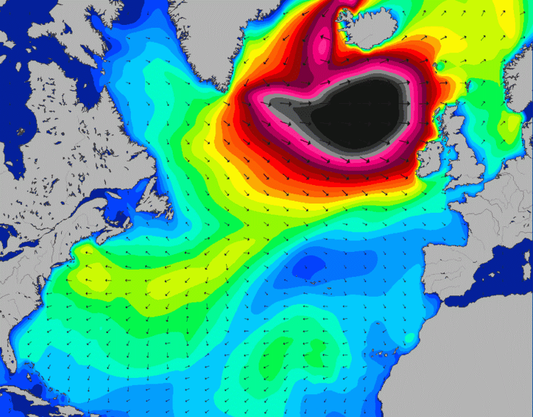 The black shows the tidal patterns off the coast of Scotland