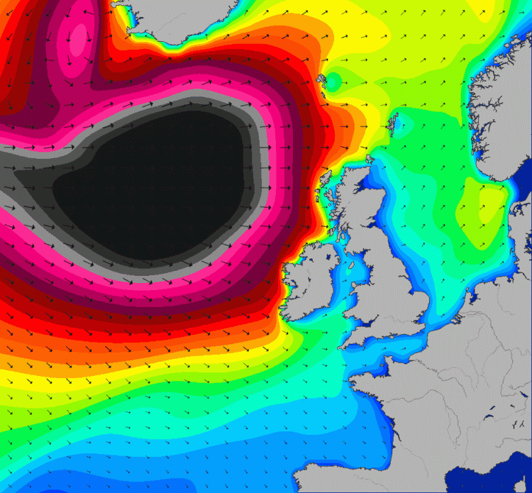 The black shows the tidal patterns off the coast of Scotland