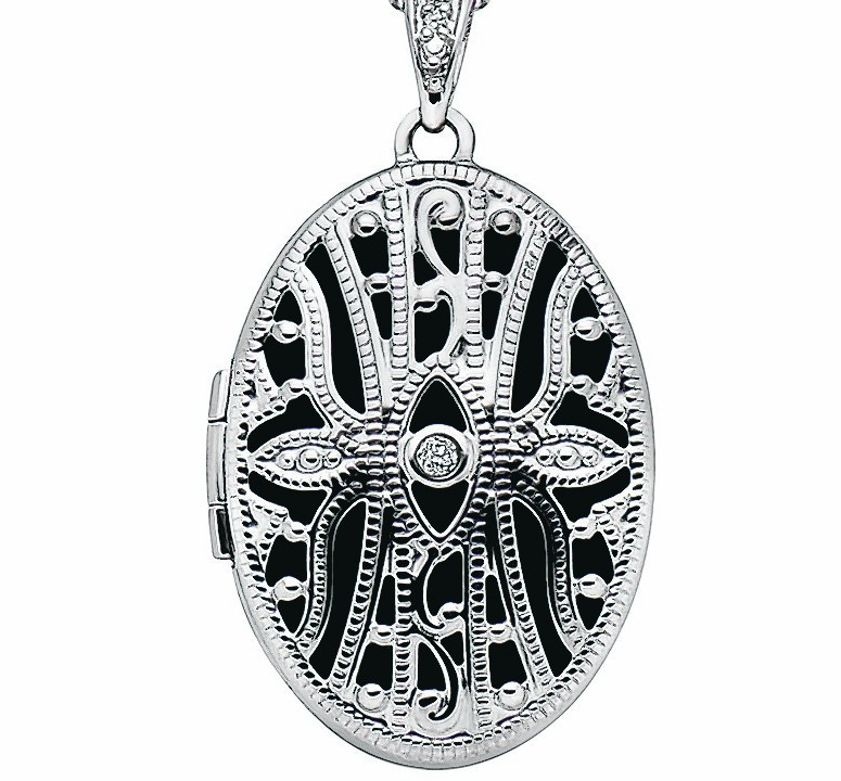 Beaverbrooks 9ct White Gold Diamond Oval Locket Pendant, currently reduced from £225 to £179