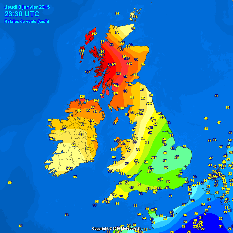 Map shows wind speeds across Scotland overnight