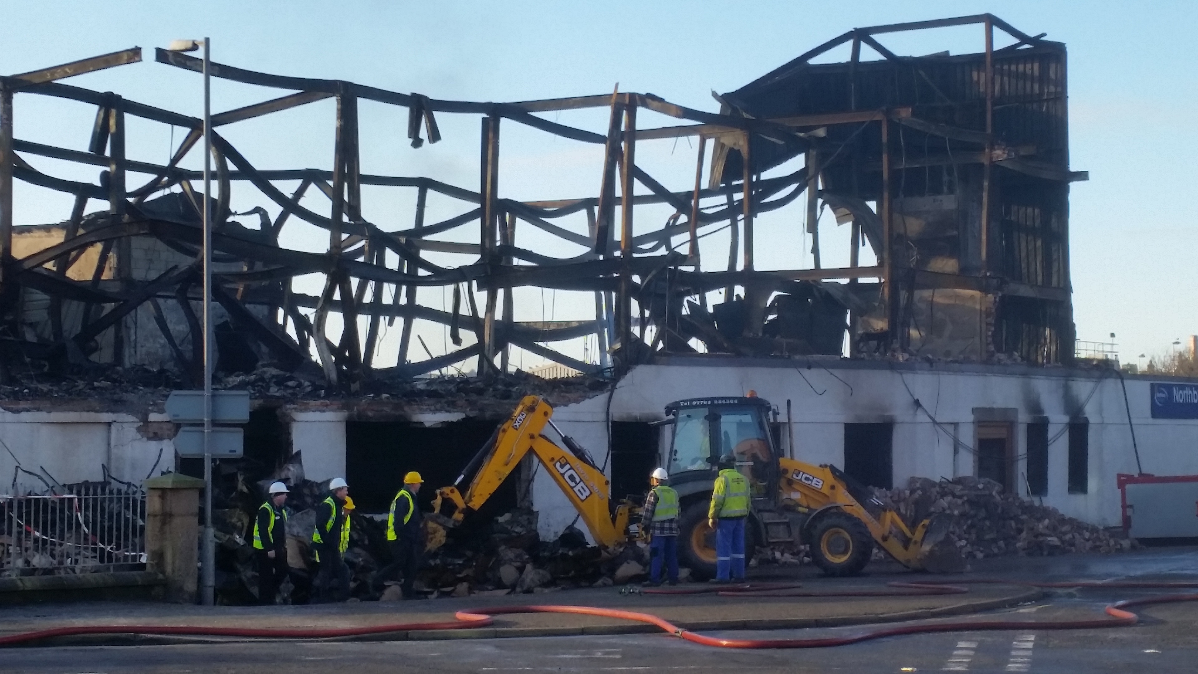 The burnt out shell of the former fish factory in Peterhead