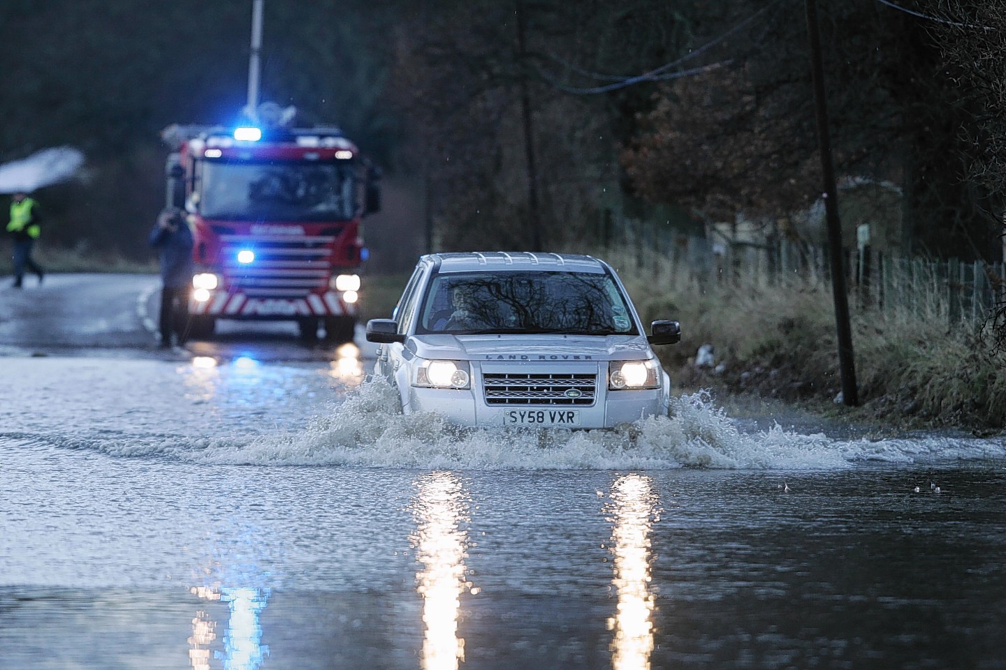 Drivers were met with floods on the A862 Inverness to Beauly Road today