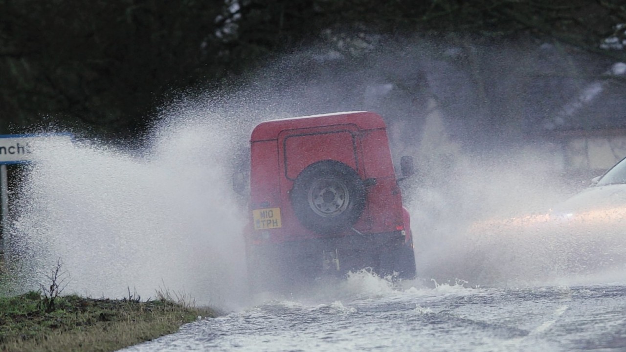 Drivers were met with floods on the A862 Inverness to Beauly Road today