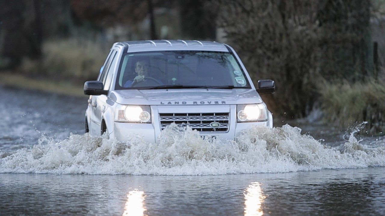 Drivers were met with floods on the A862 Inverness to Beauly Road today