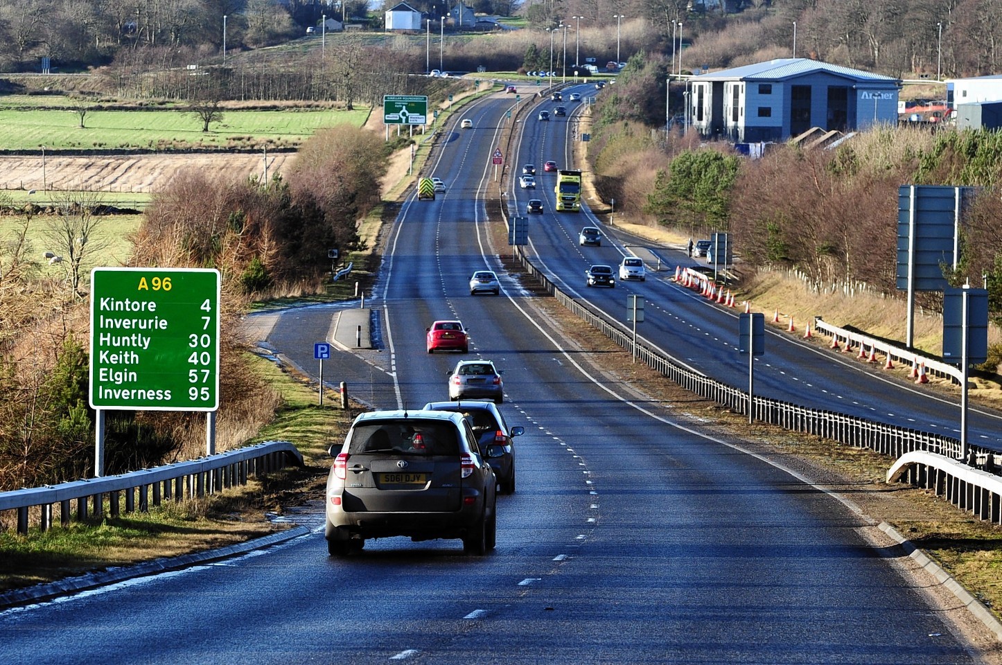 The A96 Aberdeen to Huntly road